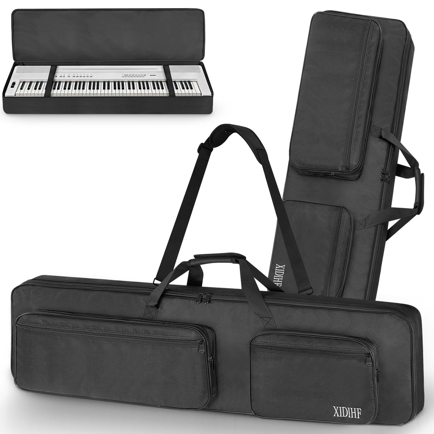XIDIHF Slim 88-Key Keyboard Gig Bag 10mm Padded Full Protection with Adjustable Straps, 4 Pockets
