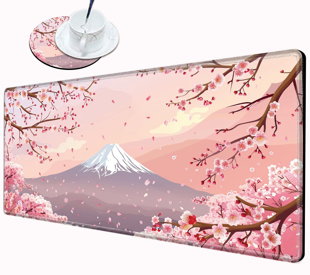 Gaming Mouse Pad Large Mousepad Cherry Blossom Desk Mat XXL Big Desk Pad 31.5x15.75 Rubber Base