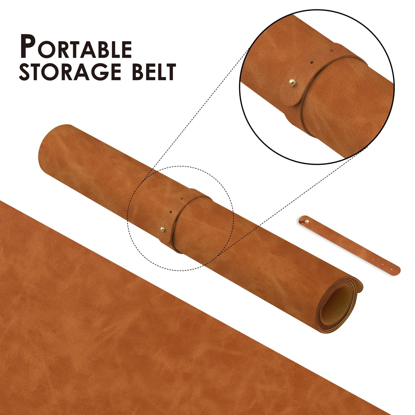 Distressed Leather Desk Mat - Non-Slip PU Desk Pad for Office and Home - Desk Organization and