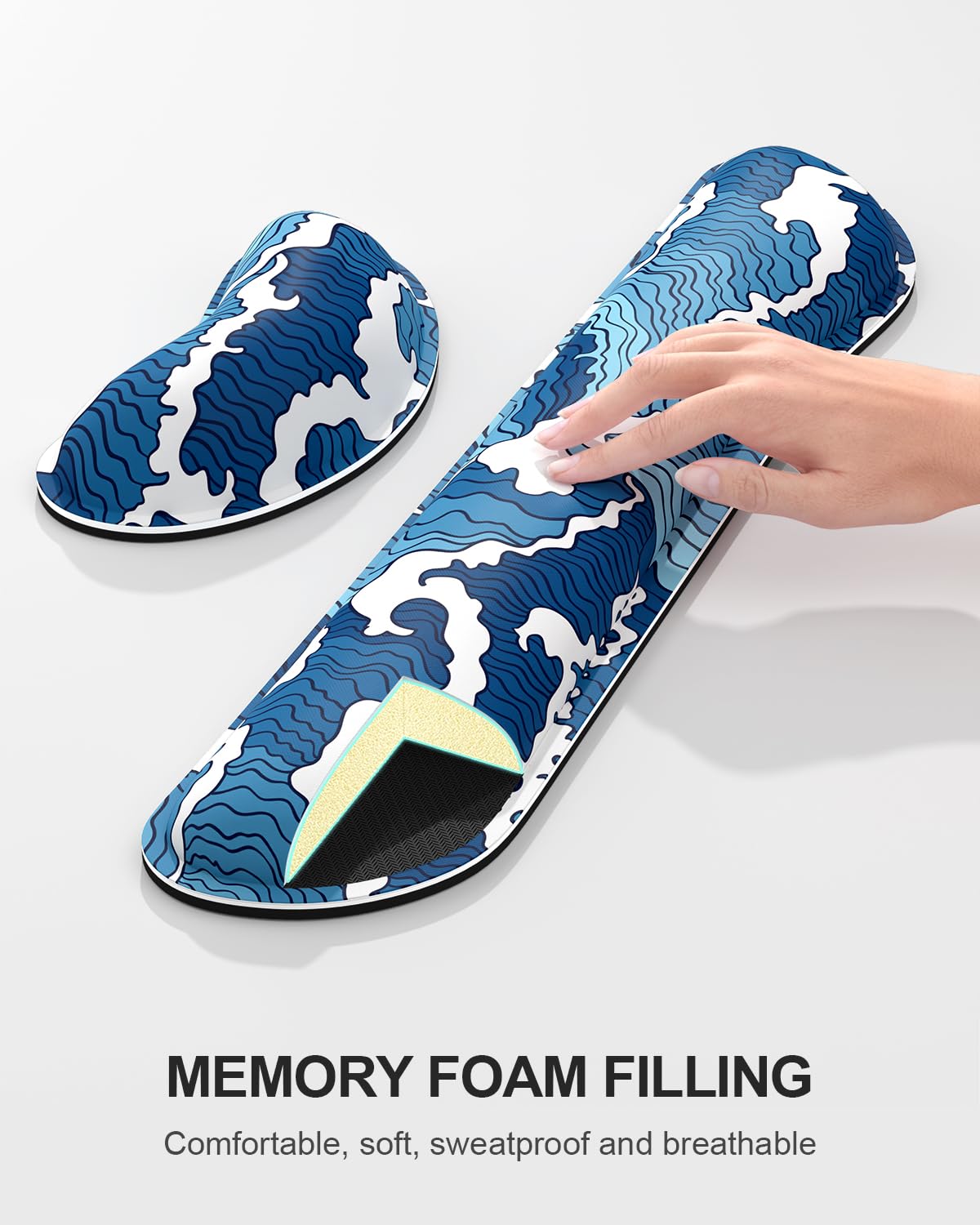 Auhoahsil Large Mouse Pad with Wrist Rests for Keyboard & Mouse, Thick Soft Ergonomic Memory Foam