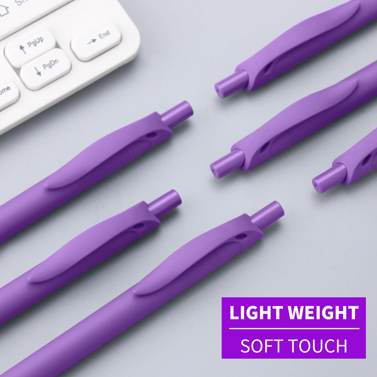 deegtran Pens Bulk, 50 Pack No Bleed Purple Click Pens, Wholesale Retractable Ballpoint Pens
