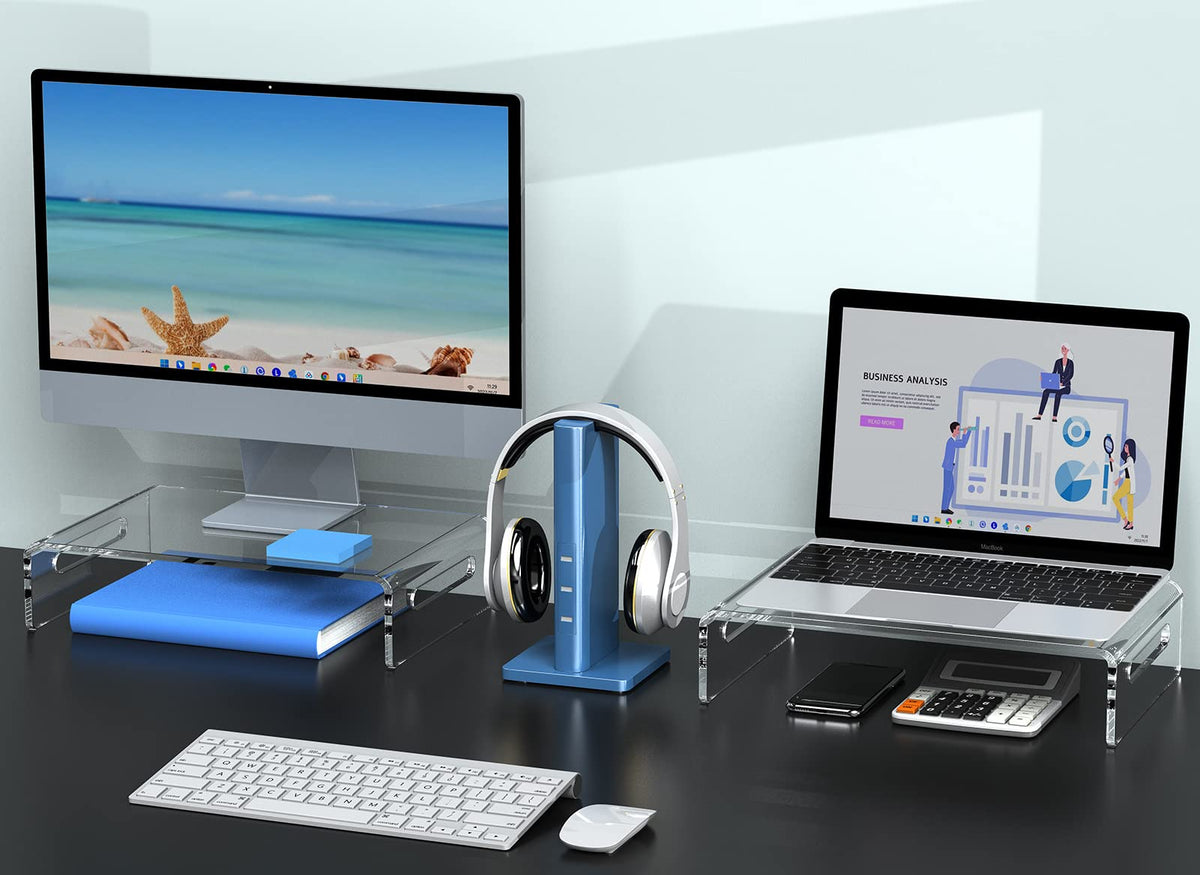 Zimilar 2 Pack Monitor Stand Riser, Acrylic Monitor Stand for Computer