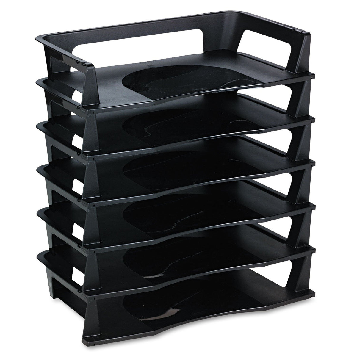 Rubbermaid Regeneration Letter Tray, Six Tier, Plastic, Black (86028)