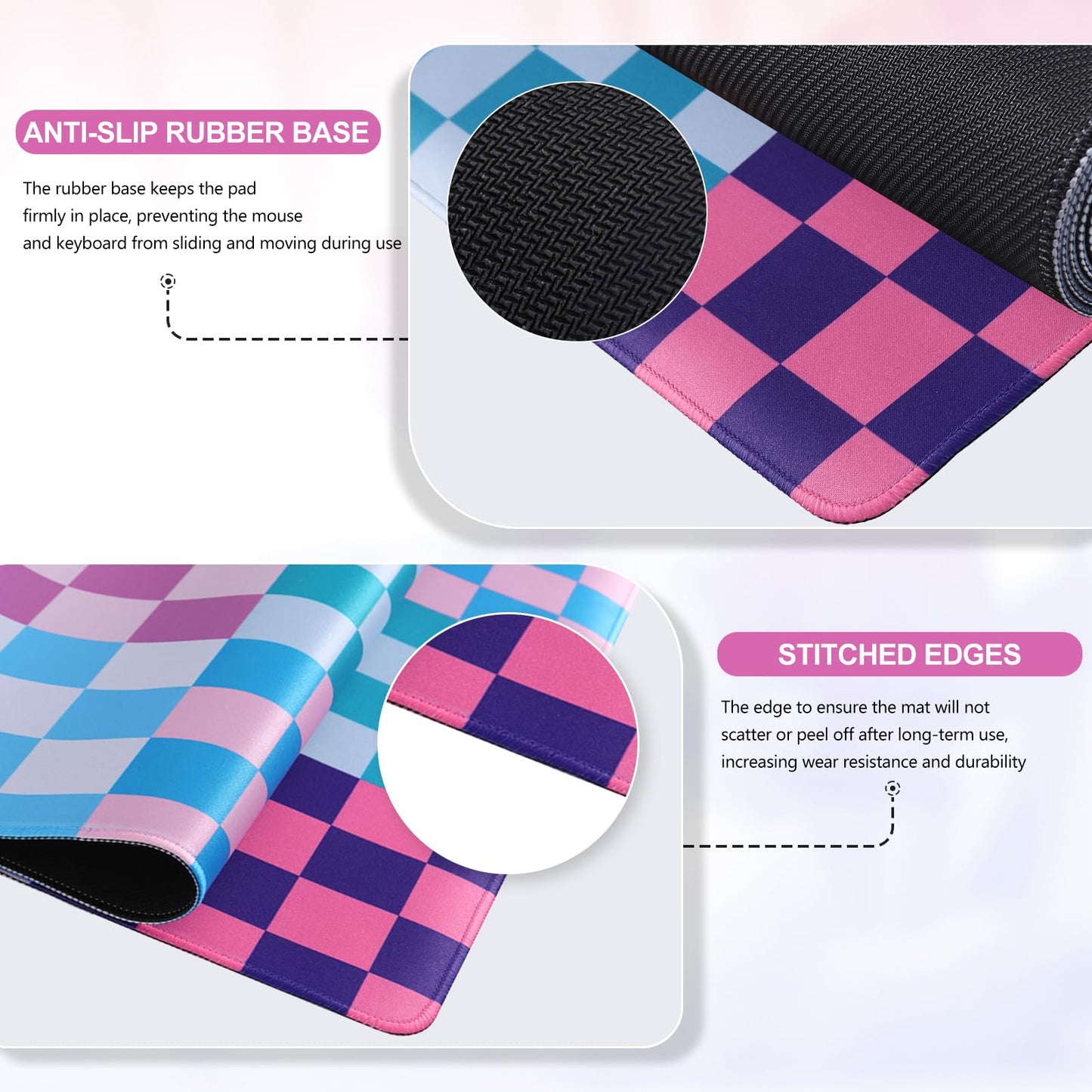 iCasso Desk Matt for Desktop, Cute Desk Pad Mat, Colour Checkered