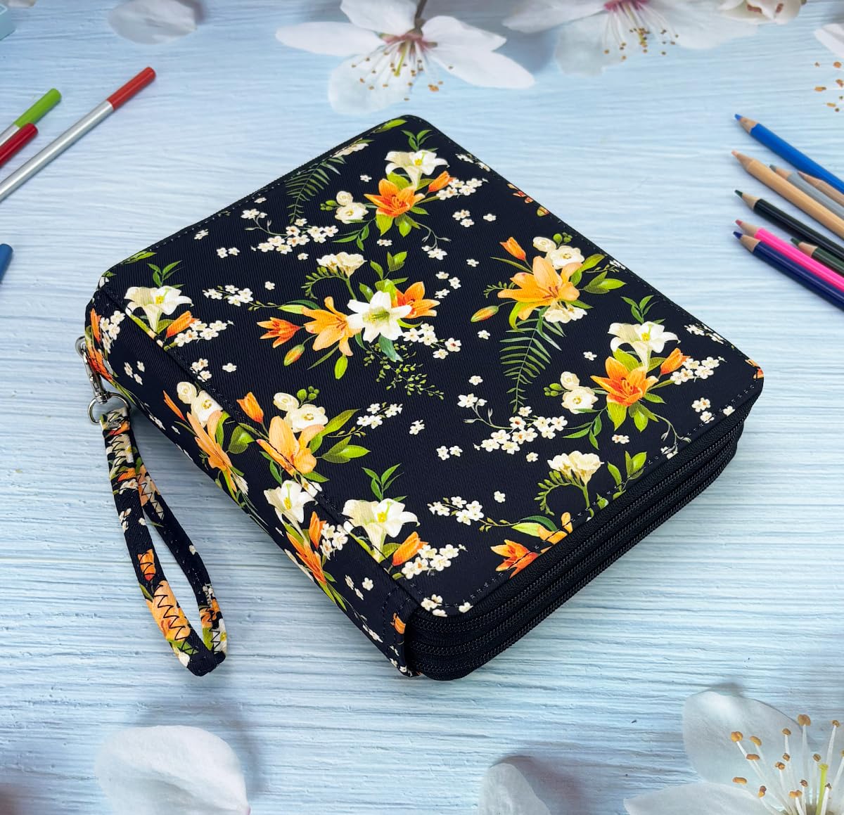 YOUNGCOL 120 Slots Colored Pencil Case Holder Large Capacity Color pencil organizer Storage,(Black