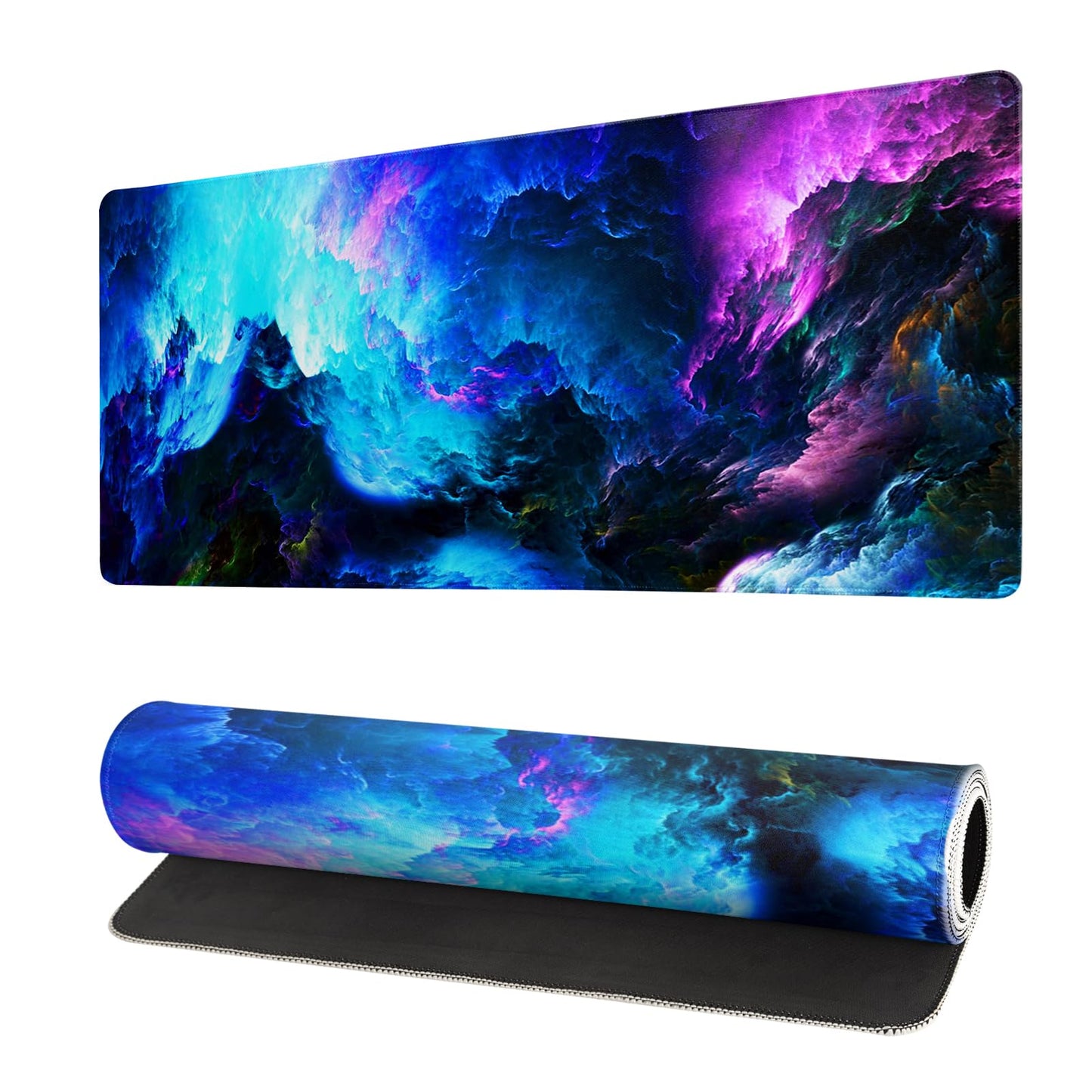 Dazzling Galaxy Gaming Mouse Pad 27.6x11.8 Inch Blue Purple Galaxy Nebula Universe Space Large