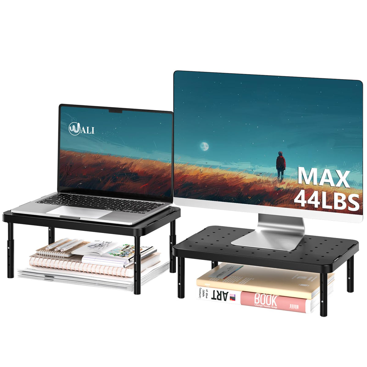 WALI Desk Organizer with Drawer and Pen Holder, 3 Tier Computer Monitor Stand for Home Office