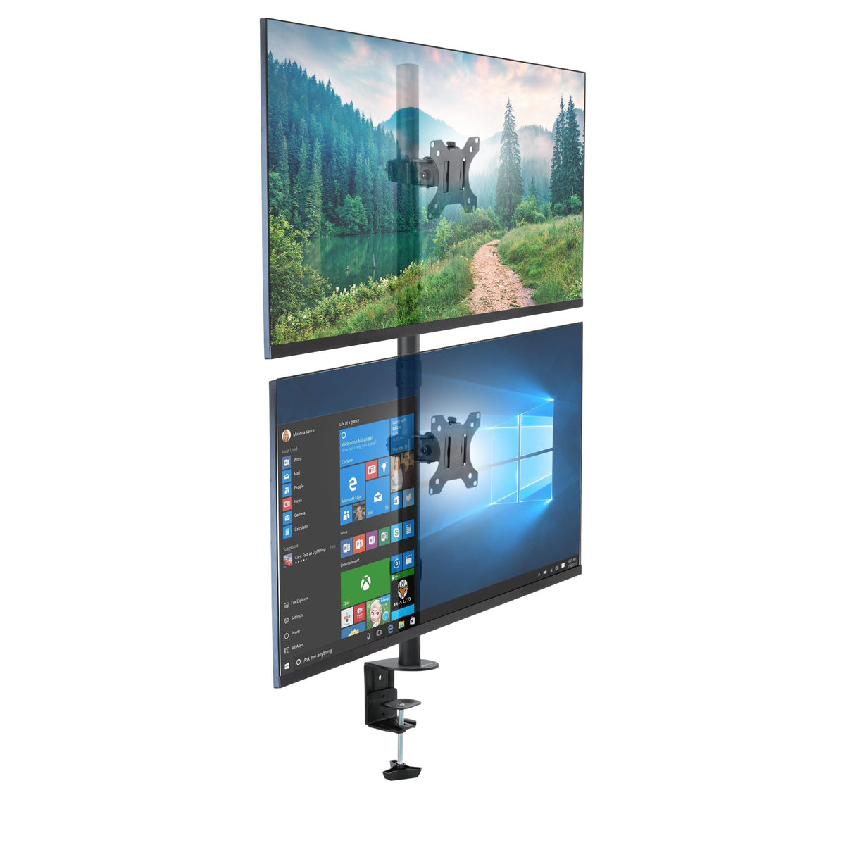 Mount-It Stacked Vertical Dual Monitor Mount for 13–32" Screens, Black