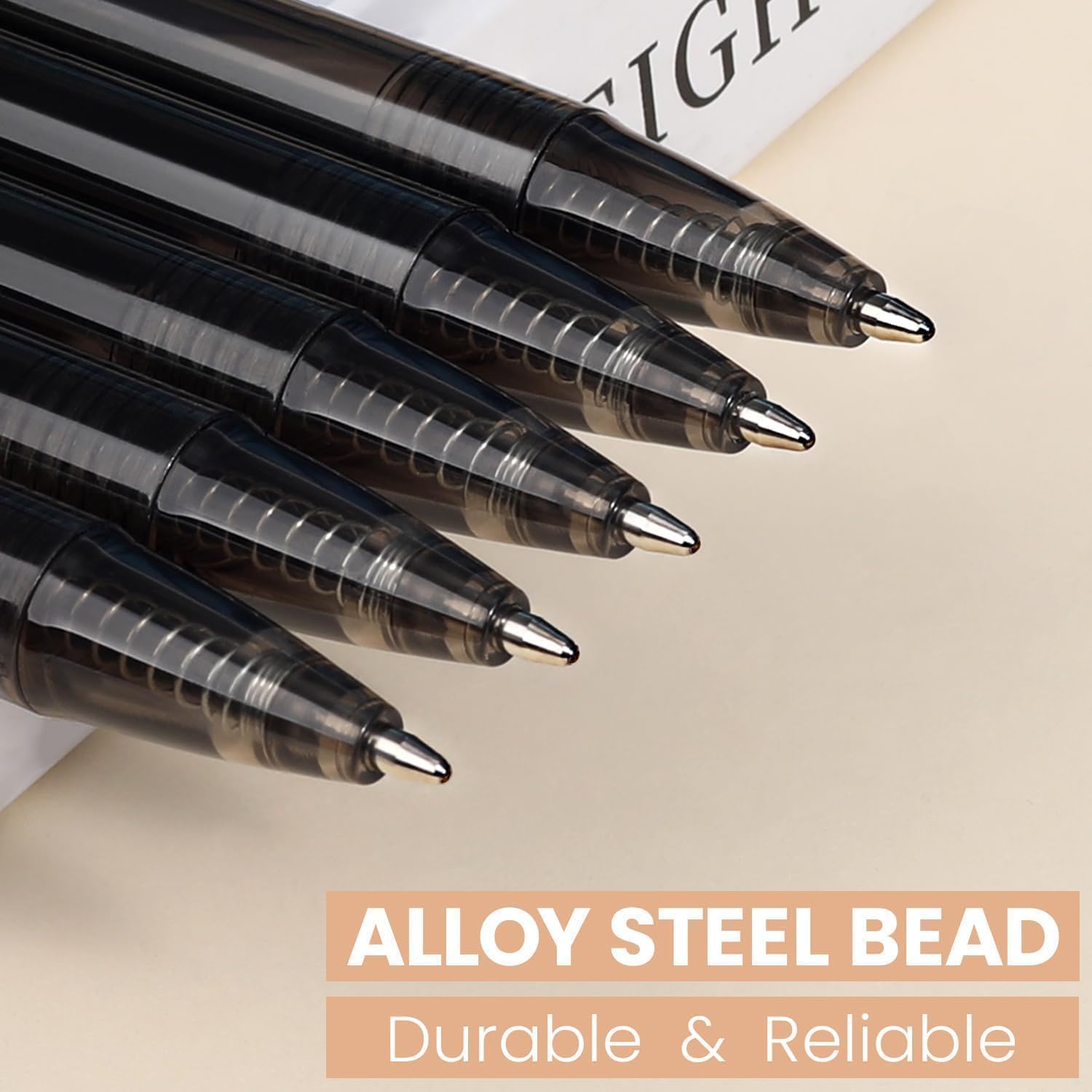 Sikao Black Pens Bulk, 60-Pack Durawrite Retractable Ballpoint Pens