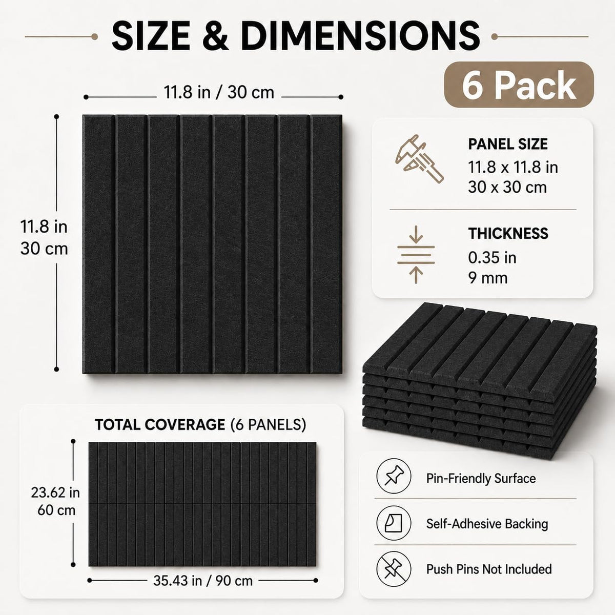 Baysola Stripe Felt Bulletin Board Tiles, Cork Board Alternative 24 x 36 in