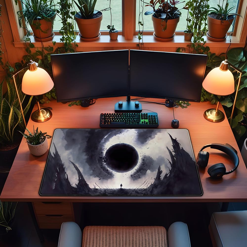 Black Moon Mousepad Gaming MTG Playmat Desk Mat Original Aesthetics Mouse Pad Large Gaming Mouse
