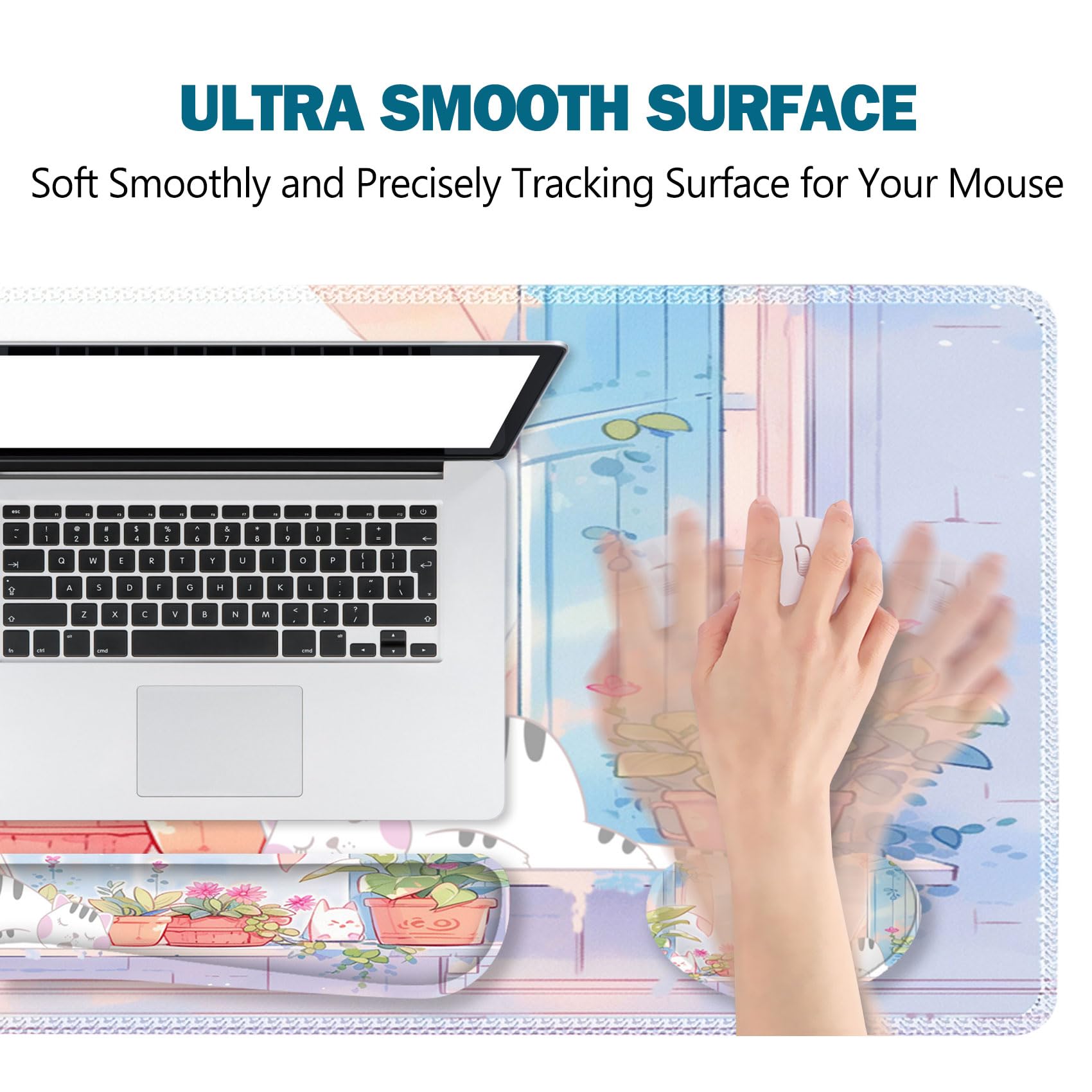 ToLuLu Extended Gaming Mouse Pad, Ergonomic Keyboard Mouse Wrist Rest Set