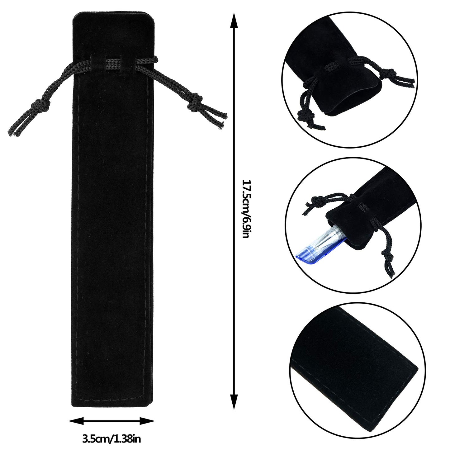 SUMERSHA 100pcs Velvet Pen Pouch Drawstring Pen Bag Single Pen Sleeve Holder for Office Business