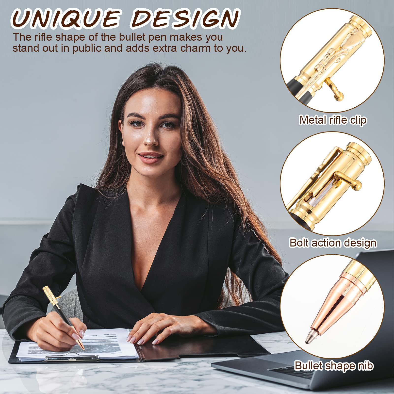 Crtiin Bolt Action Pen Bullet Pen with Gift Box Ballpoint Solid for Gun Lover with Black Ink