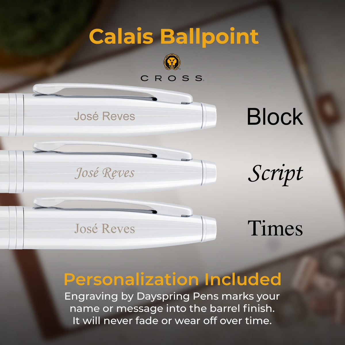 Cross Calais Personalized Twist Action Ballpoint Pen in Chrome Finish