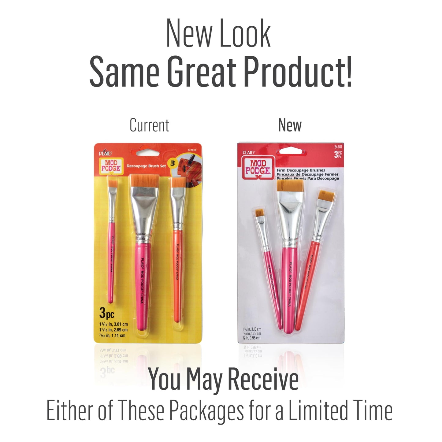 Mod Podge Furniture Brush Set of 3 (1 1/4-Inch, 11/16-Inch, 3/8-Inch), 24781 One Each, Original