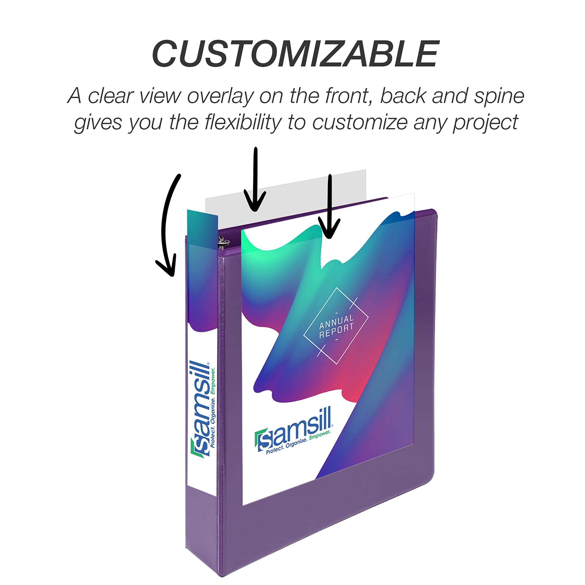 Samsill Durable 1.5 inch 3 Ring Binder, D Ring Binder, 100% Recycled Chipboard, Purple, 4 Pack