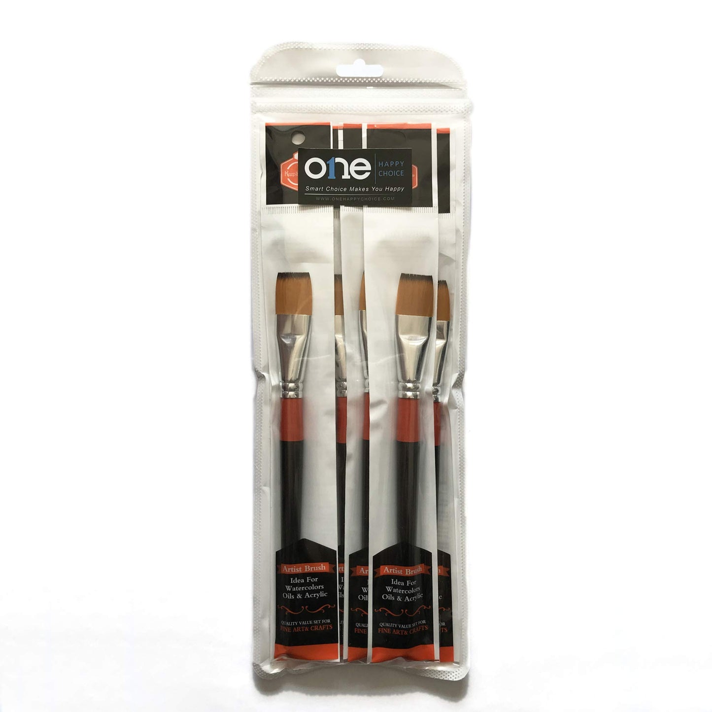 3/4 Inch Flat Bright Paint Brush Set of 6, Premium Taklon Synthetic Hair