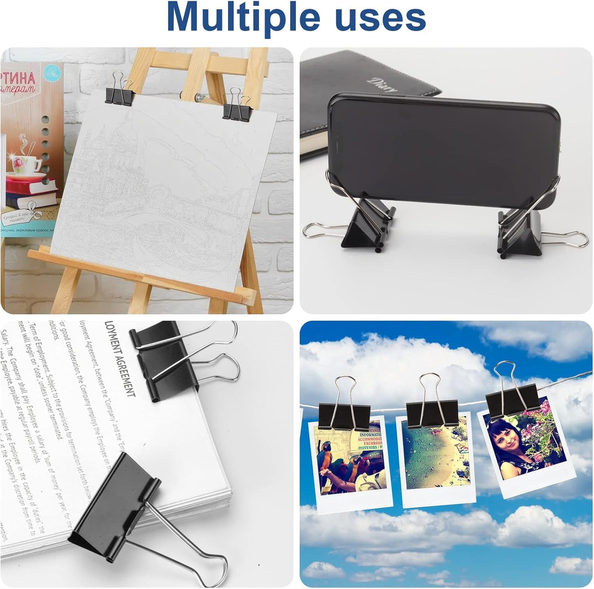 150 Pack Small Binder Clips 0.75 Inch with Container,Black Paper Clamps