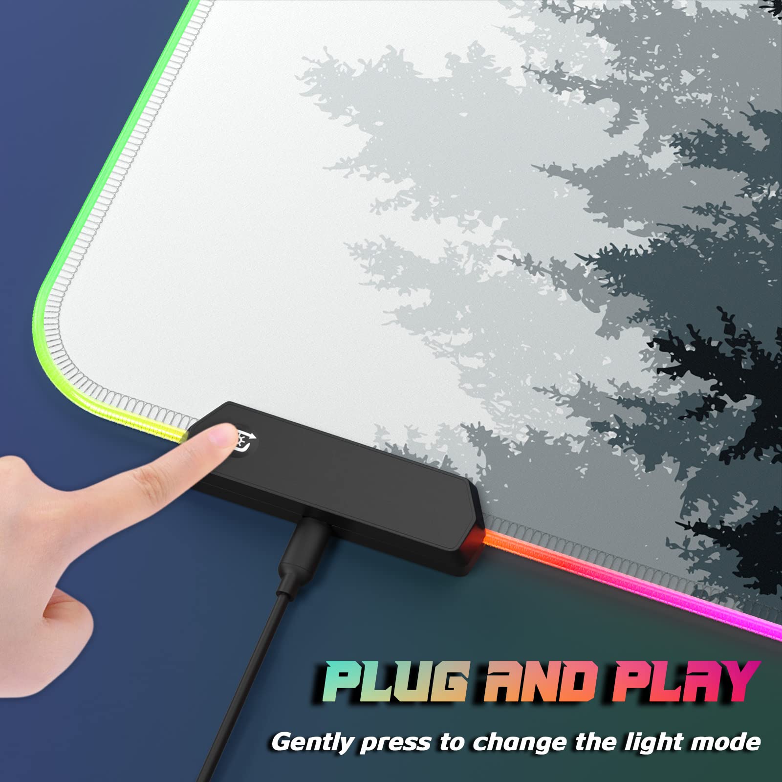 ITNRSIIET RGB Gaming Mouse Pad, Full Desk XL Extended Large Gaming Mousepad, 12 Lighting Modes 30%