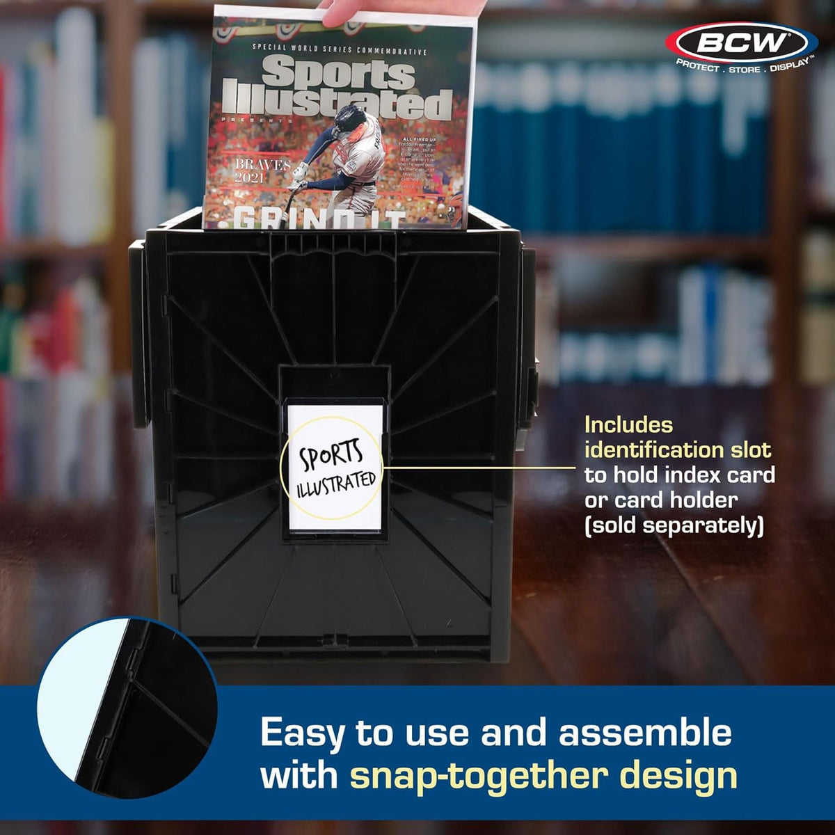 BCW Magazine and Document Storage Bins, Holds 80 Magazines, Black, 1 Pack