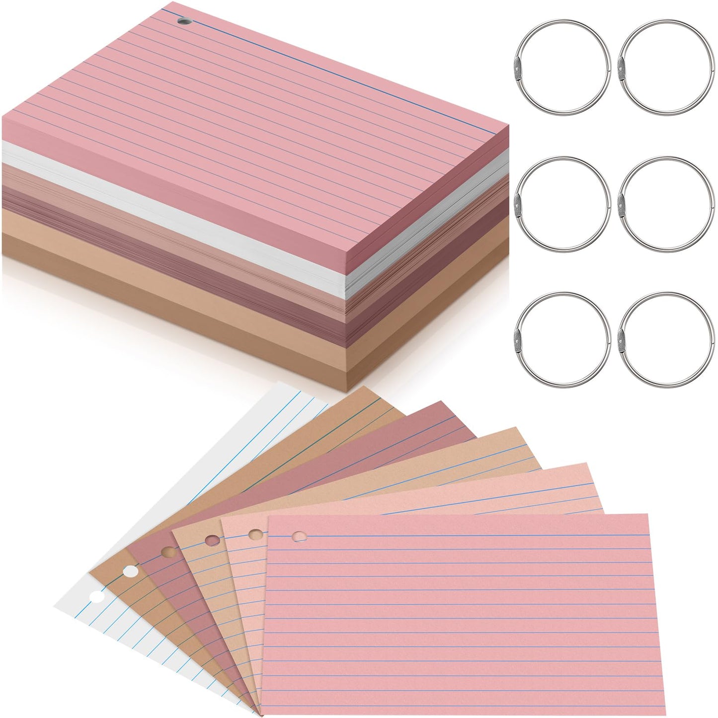Epakh 300 Pcs Index Cards with Rings, 4 x 6 Inch, Yellow Series