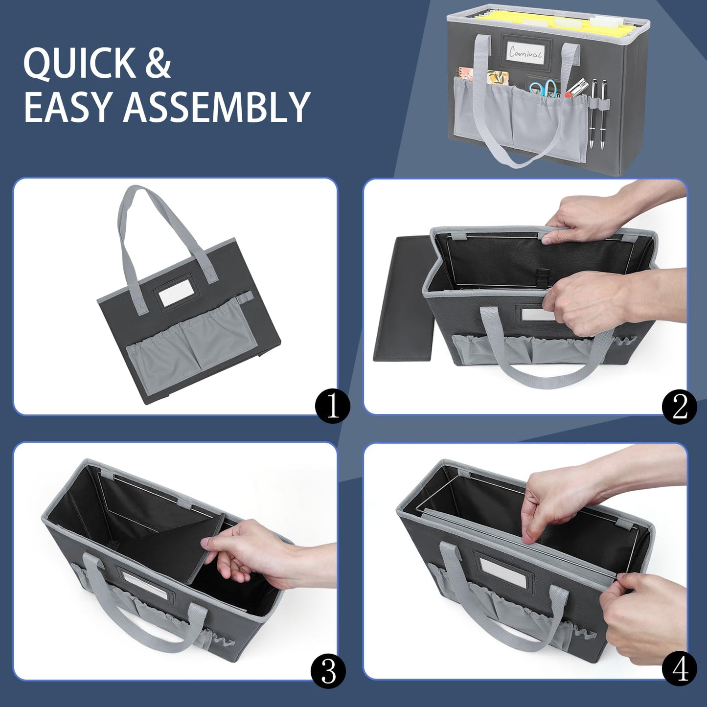 abcxgood Desktop File Organizer Box,Collapsible Hanging Filing Box,Home Office Document Storage