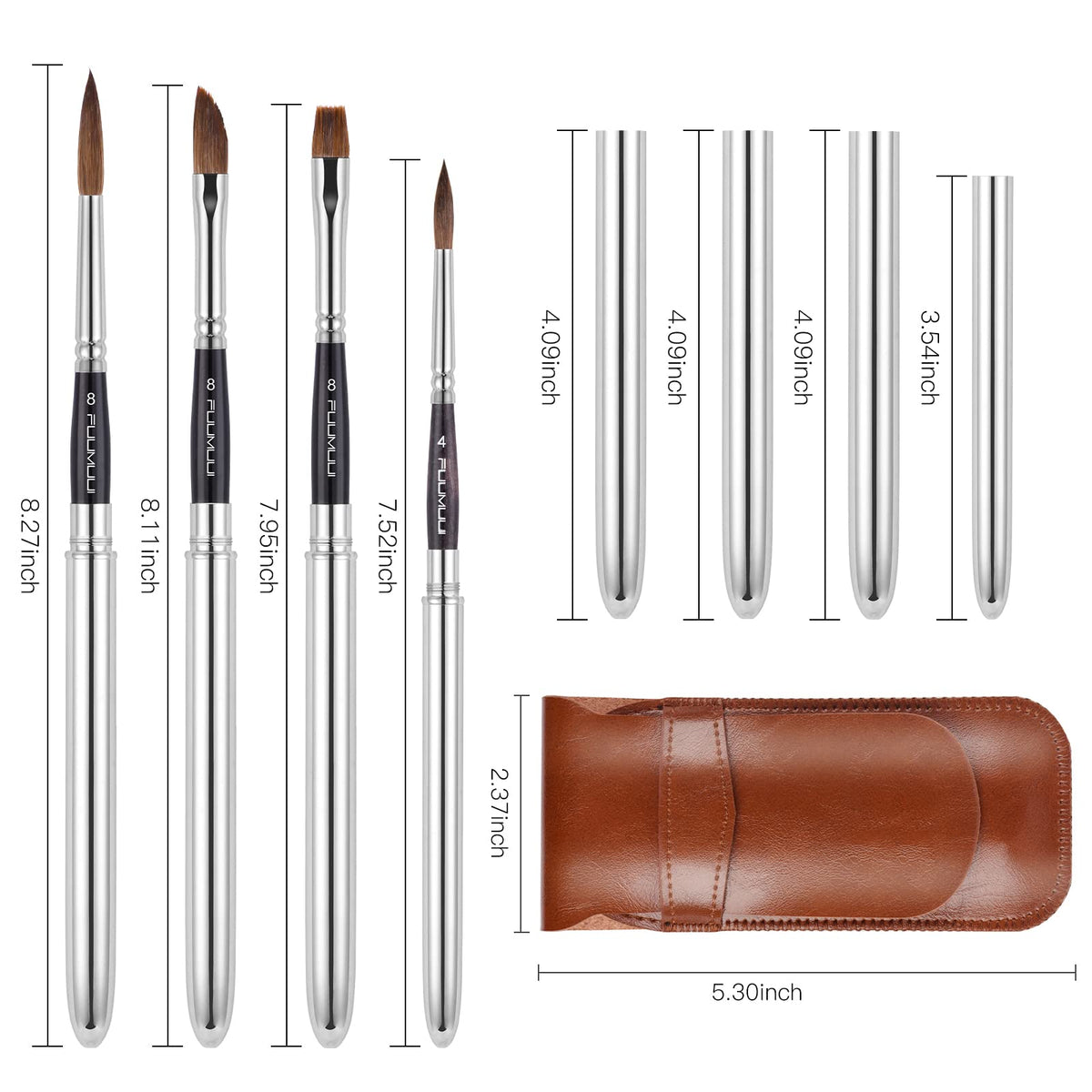 Kolinsky Travel Watercolor Brushes Sable Hair Round 4Pcs