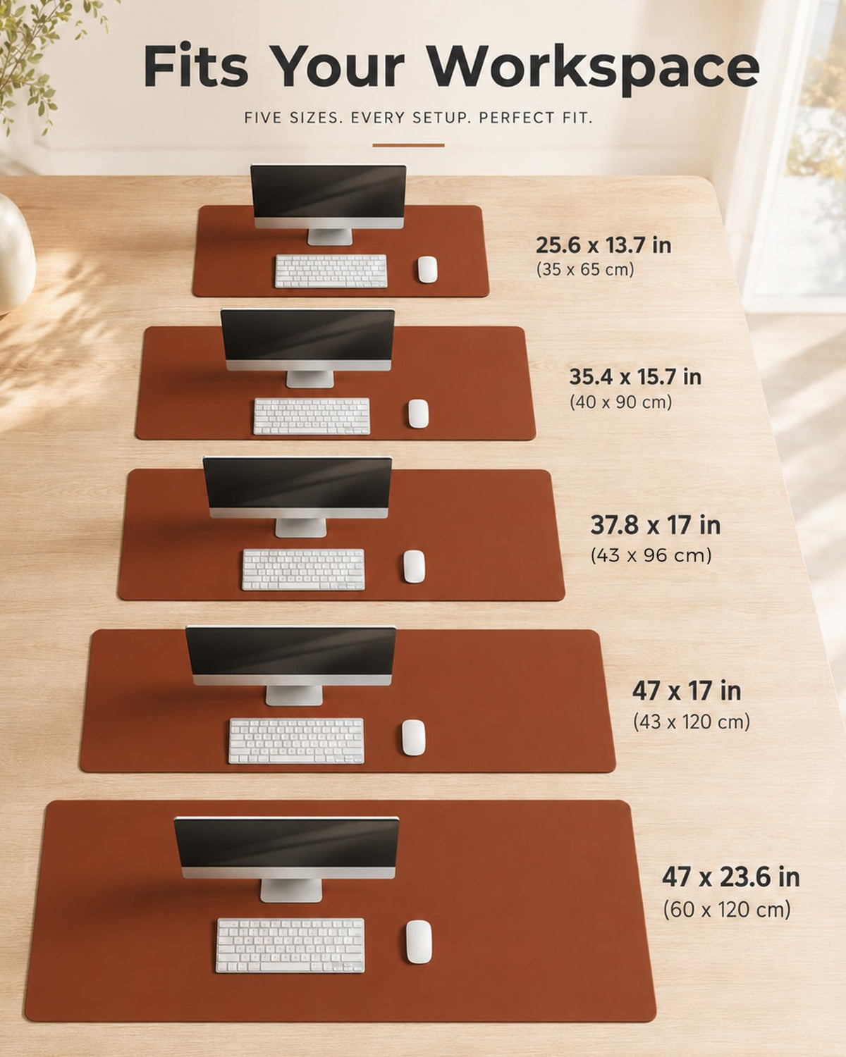 Aothia Dual-Sided Desk Pad - Leather Desk Mat, Natural Cork Desk Pad Protector, Large Mouse Pad for