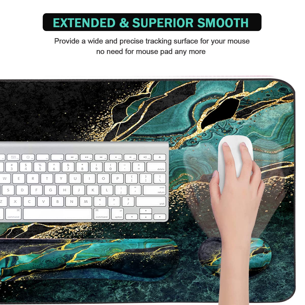 Keyboard Mouse Pad Set, Extended Mouse Pad+Keyboard Wrist Rest Support, Memory Foam Ergonomic Easy