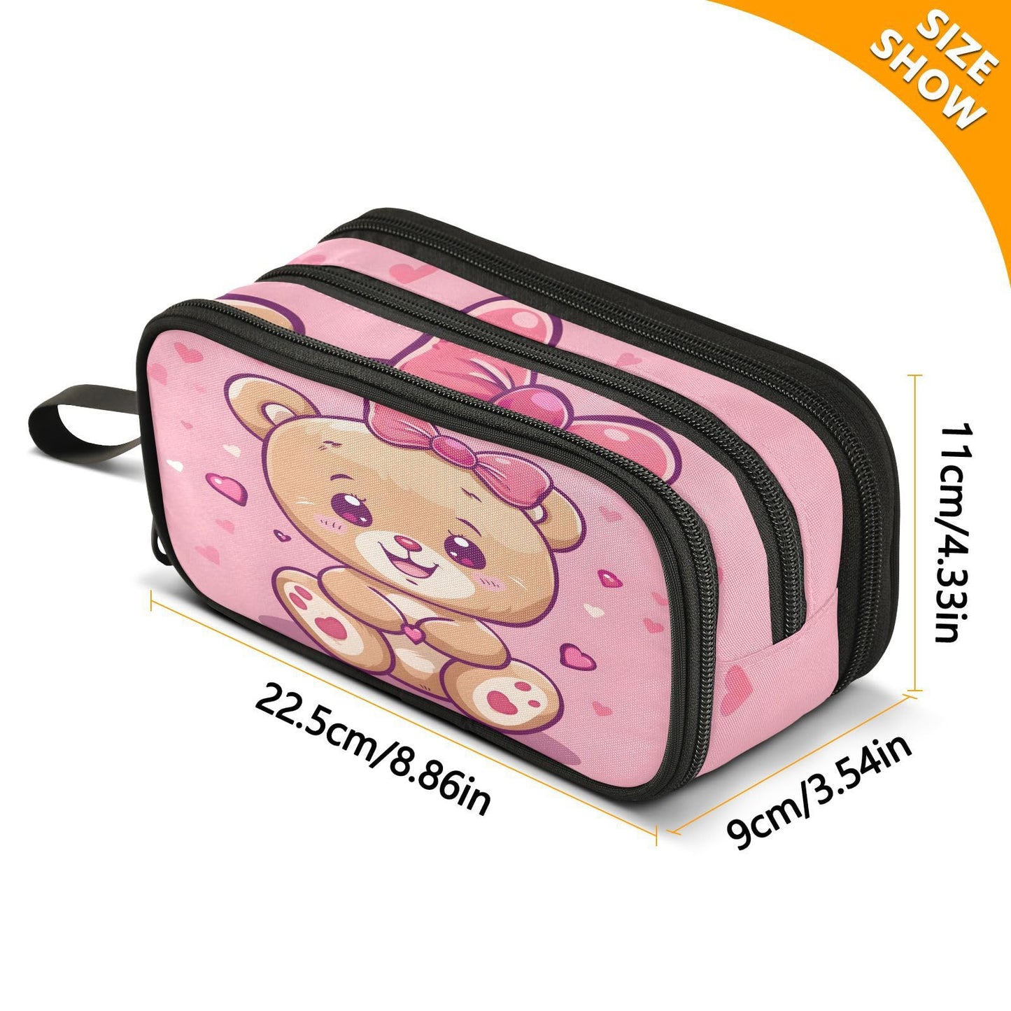 BOENLE Cute Bear Pencil Case Box Boys Girls Large Pencil Pouch with Zipper Compartments Big