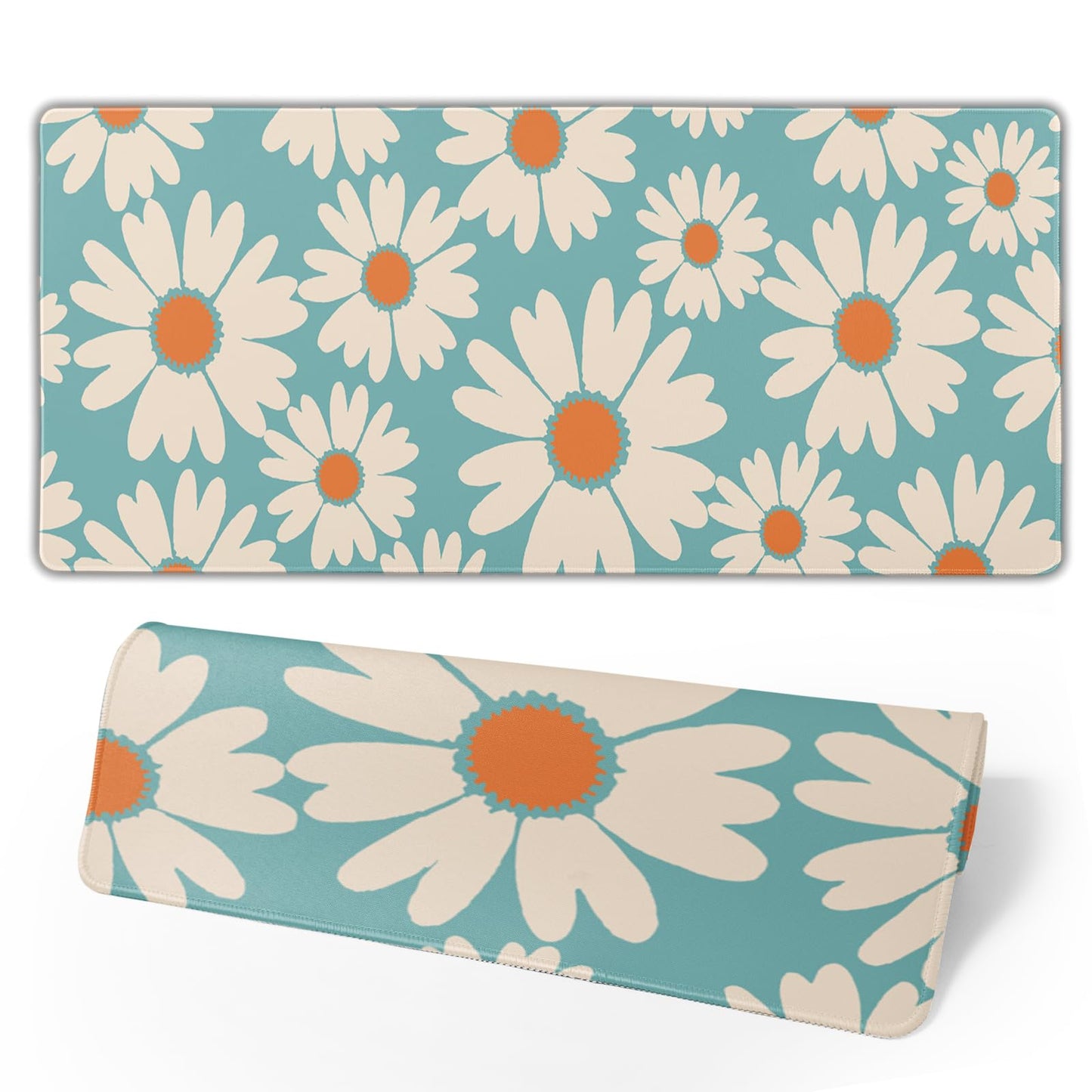 Blue Daisy Floral Mouse Pad XXL Large Gaming Mouse Pad 35.4"X15.7" Cute Daisy Flowers Desk Mat for