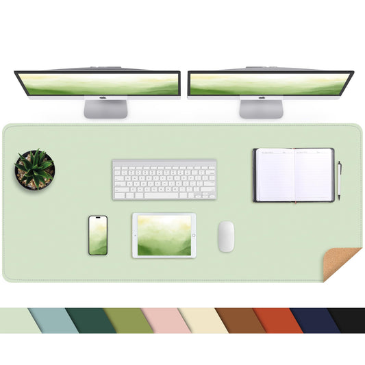AFIING Cork Desk Mat 47" x 23.6", Dual-Sided Natural Cork & PU Leather Desk Pad, Non-Slip