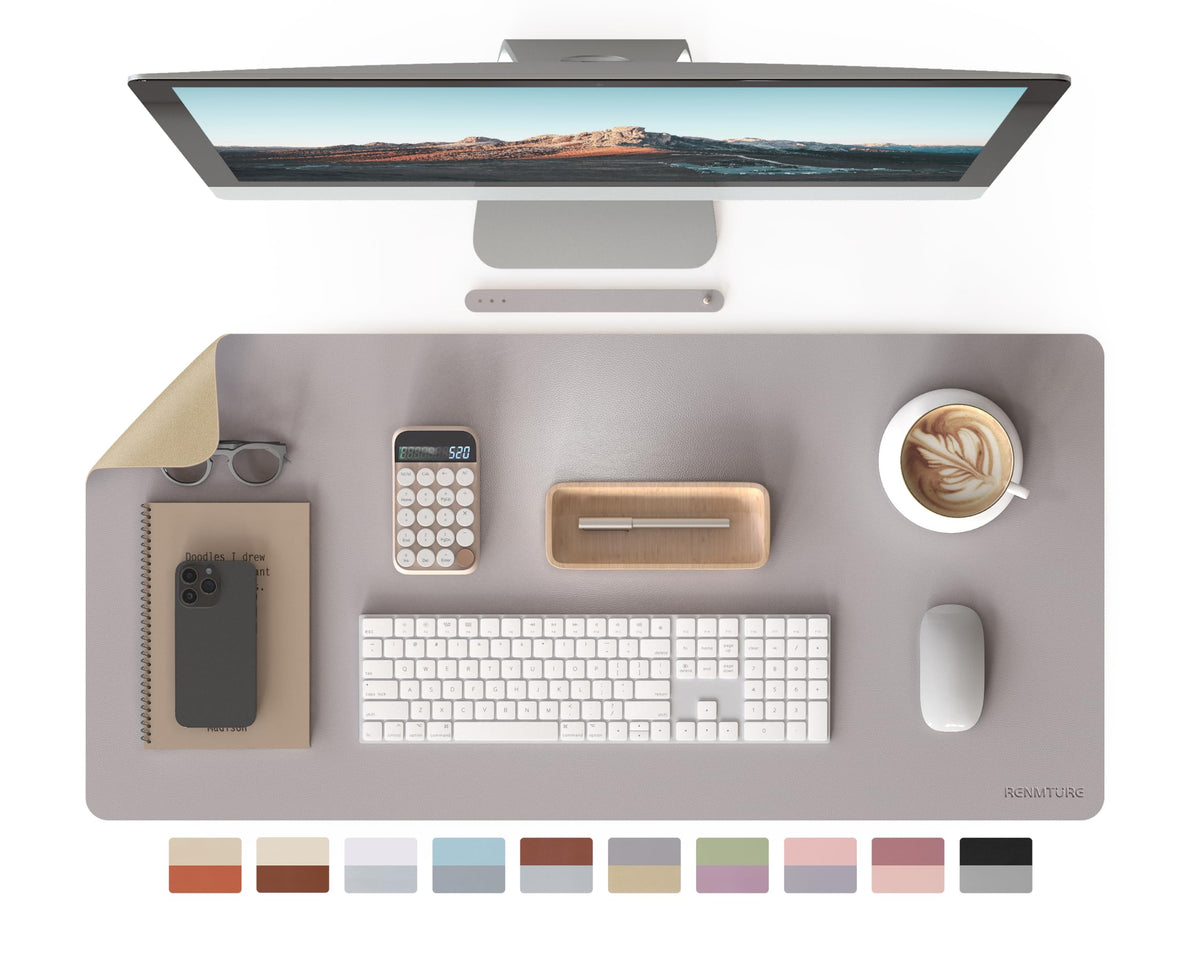 RENMTURE Double-Sided Two-Tone Faux Leather Desk mat Desktop Organization and Accessories Home and