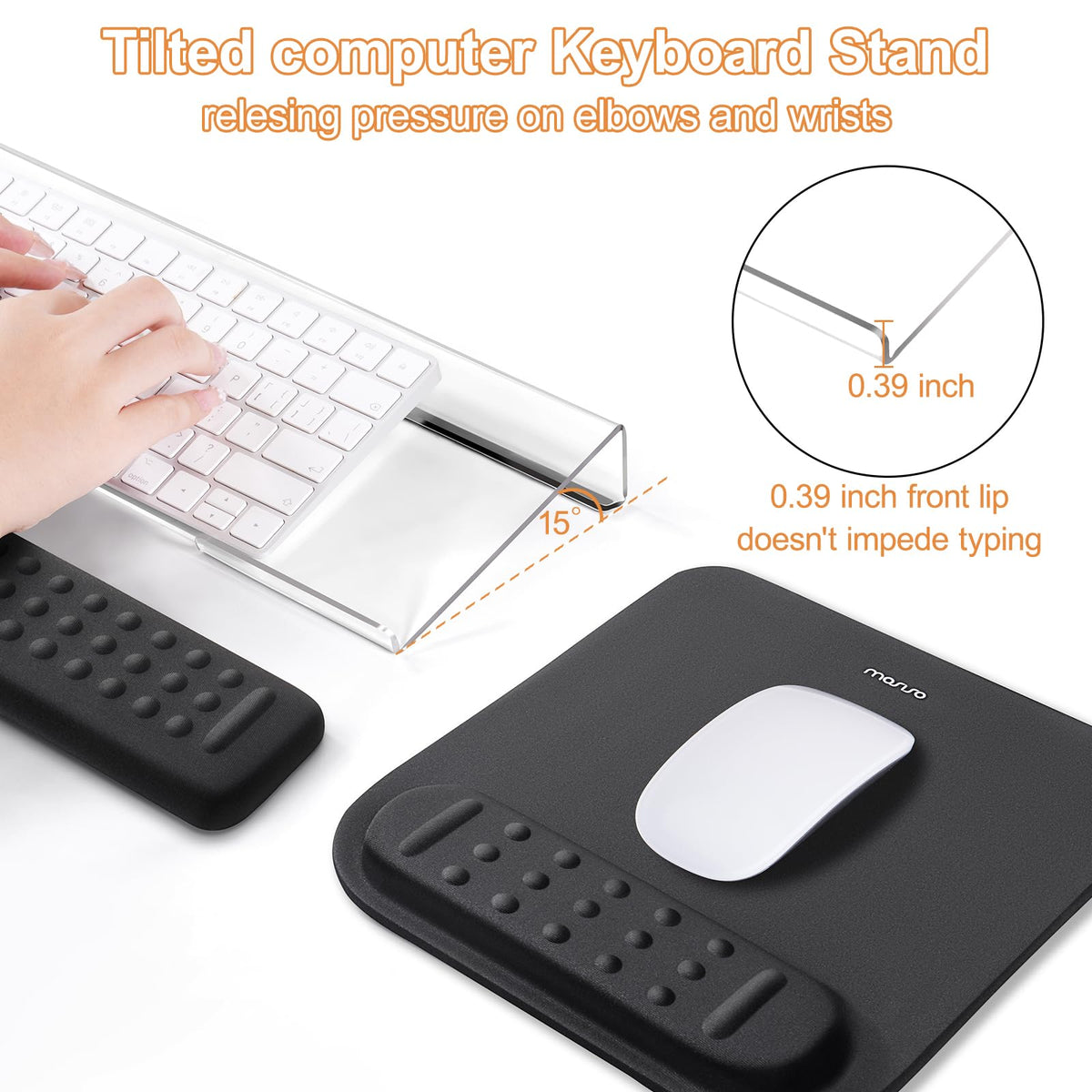 MOSISO Keyboard Stand&Wrist Rest Support for Keyboard &Mouse Pad Set