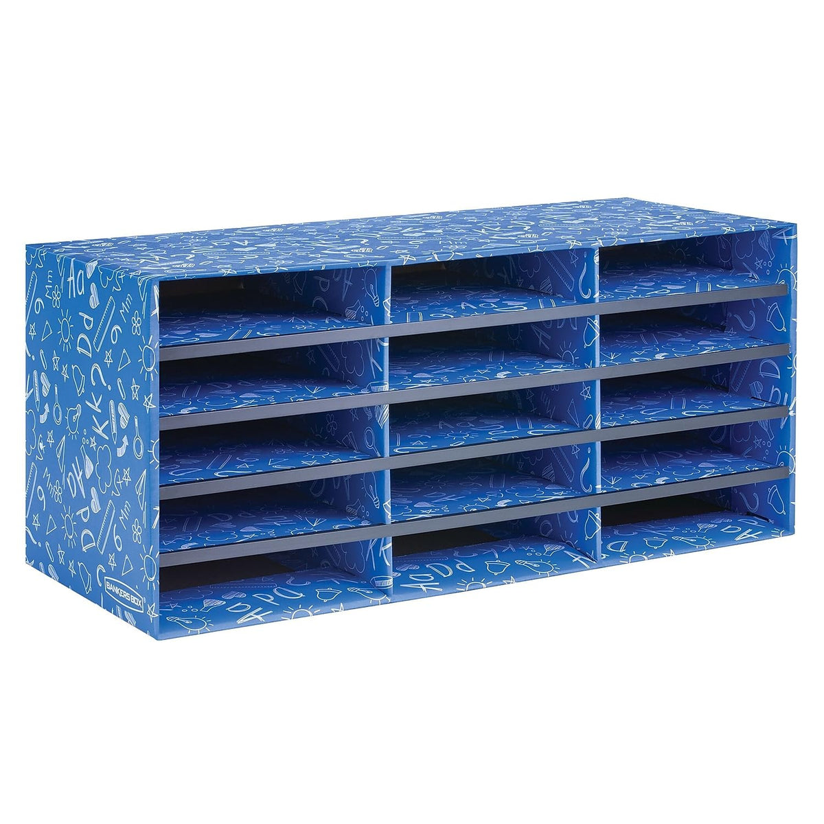 Bankers Box 15-Compartment Literature Sorter, 28.5" x 12.375", Blue