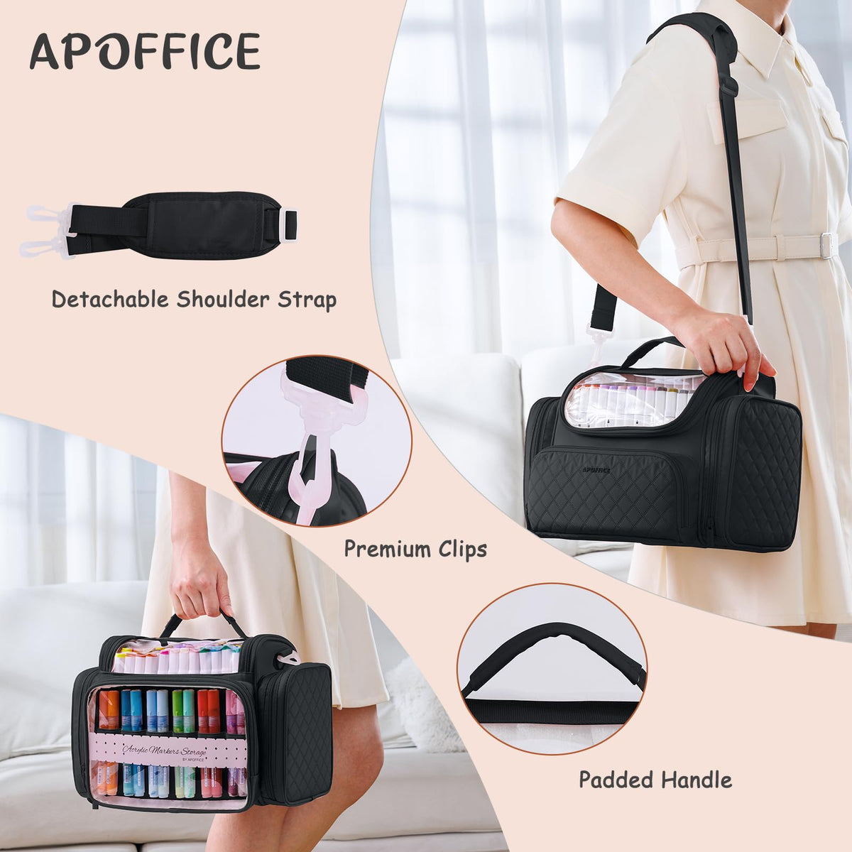 Large Marker Organizer Case for Up to 300 Markers, Marker Storage Bag