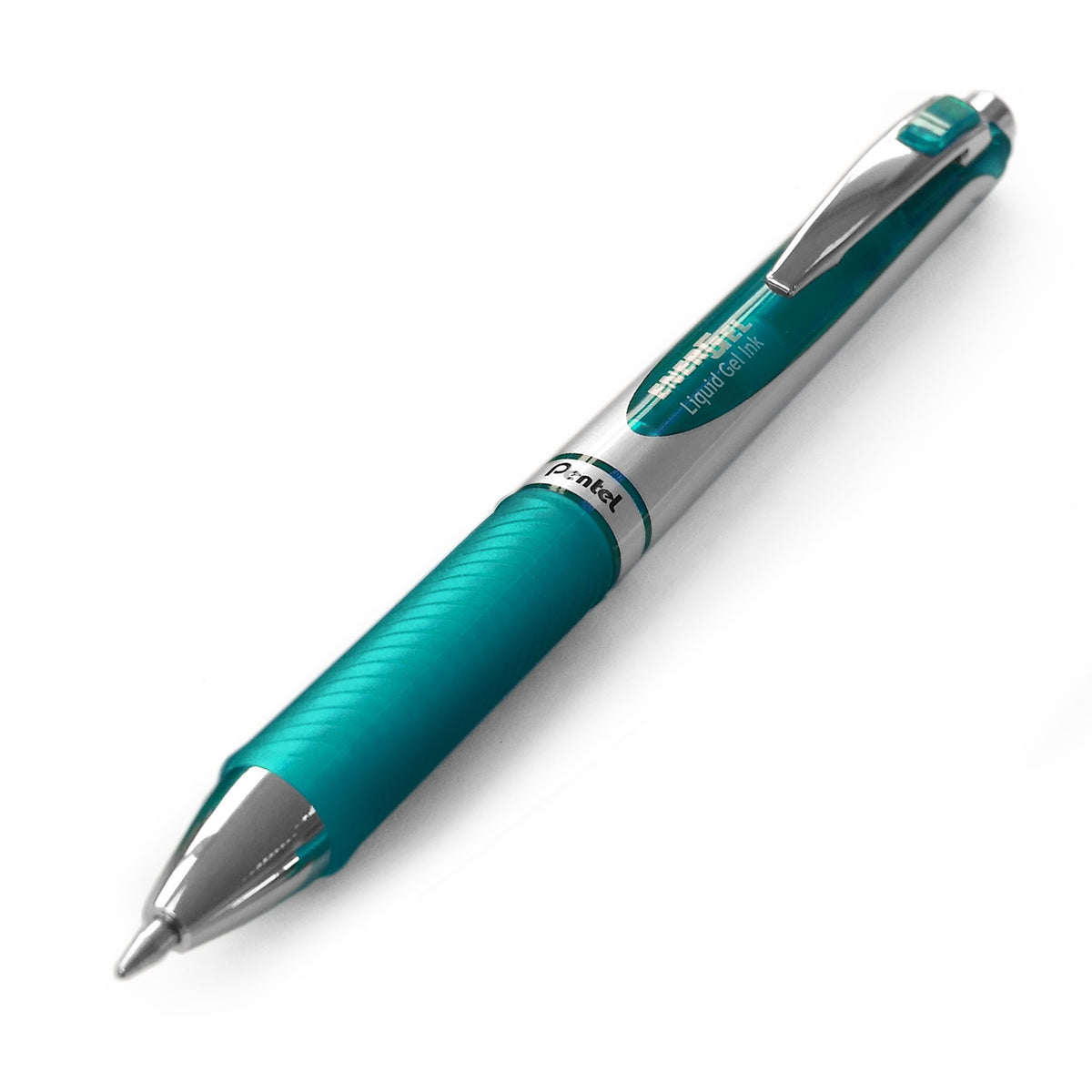 Pentel EnerGel RTX Retractable Liquid Gel Pen Metal Tip, 12 Pack, (0.7mm), Medium Line, Turquoise