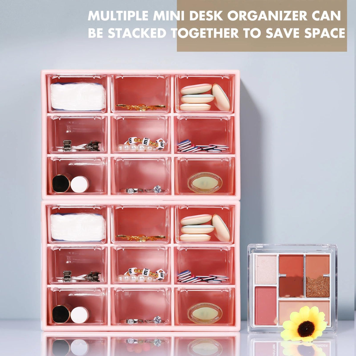 Amyhill 6 Pcs Mini Drawer Organizer Small Organizer with 9 Drawers Plastic Desktop Craft Storage