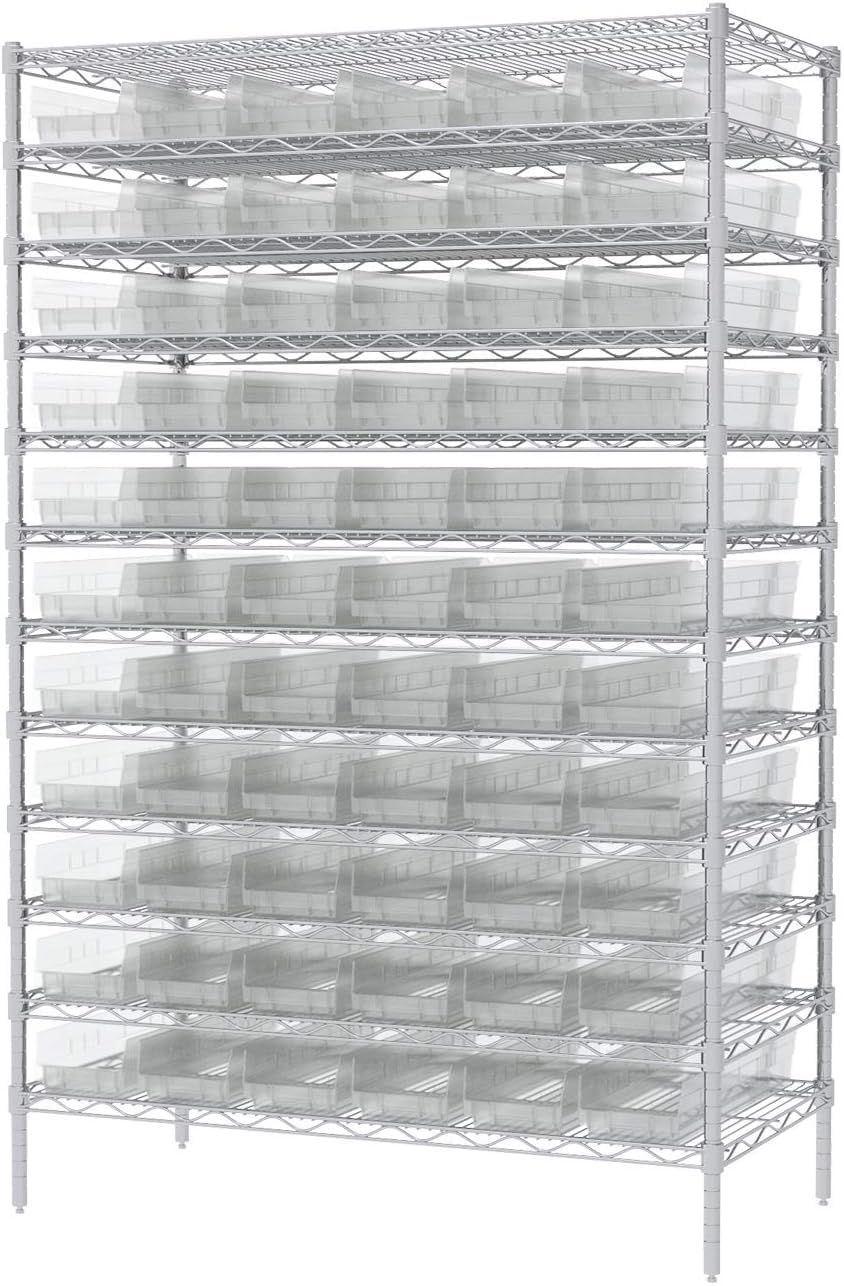 Akro-Mils 30164 Heavy Duty Plastic Shelf Bins, 24"x 6.5"x 4", Clear, 6-Pk