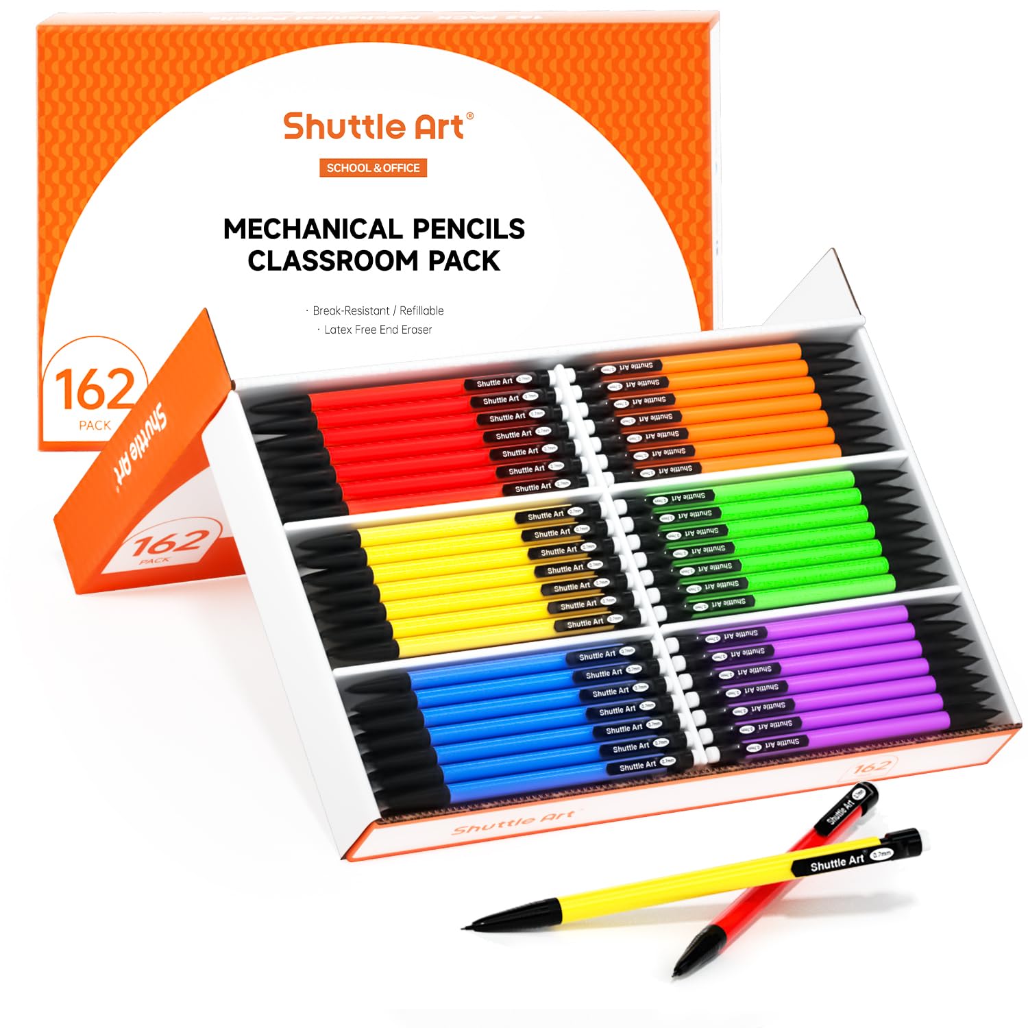 Shuttle Art Mechanical Pencils, 162 Pack Bulk Mechanical Pencils 0.7mm Medium Point, HB #2 Lead