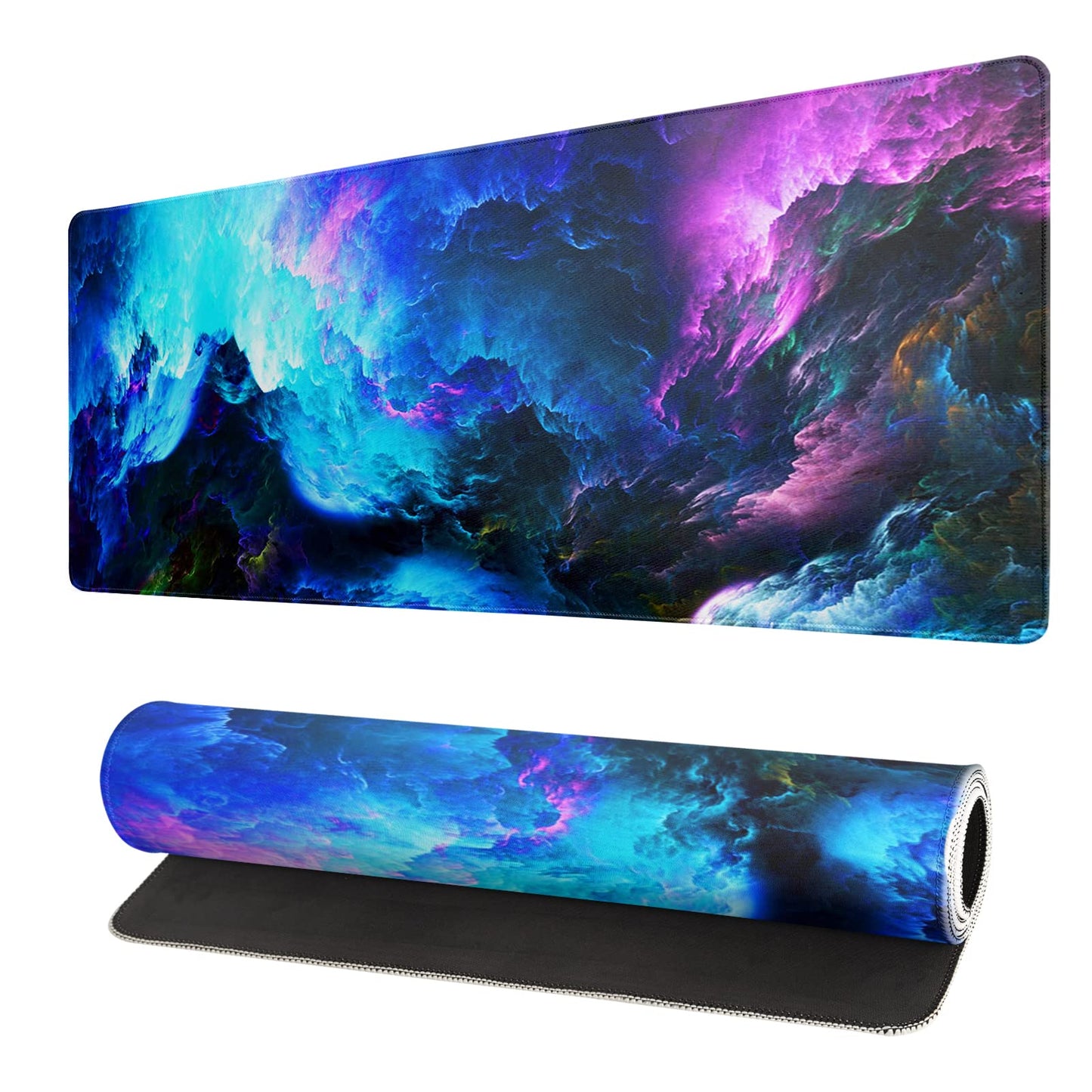 Dazzling Galaxy Gaming Mouse Pad 31.5x11.8 Inch Blue Purple Galaxy Nebula Universe Space Large