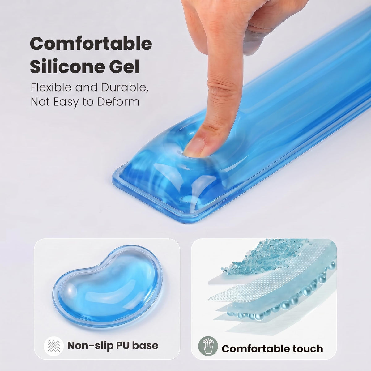 Gel Keyboard & Mouse Wrist Rest Set - Keyboard Wrist Rest Pad & Mouse Support for Office Gaming Pad