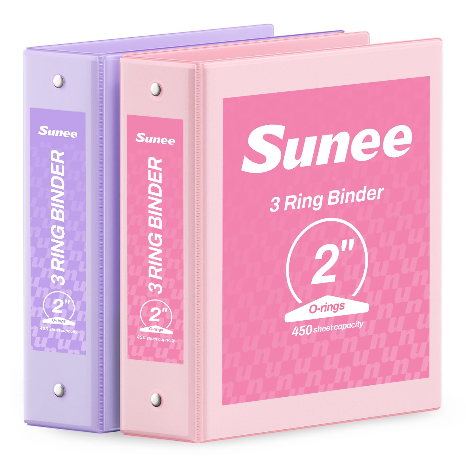SUNEE 3 Ring Binder 2 Inch 2 Pack, Clear View Binder Three Ring PVC-Free (Fit 8.5x11 Inches) for