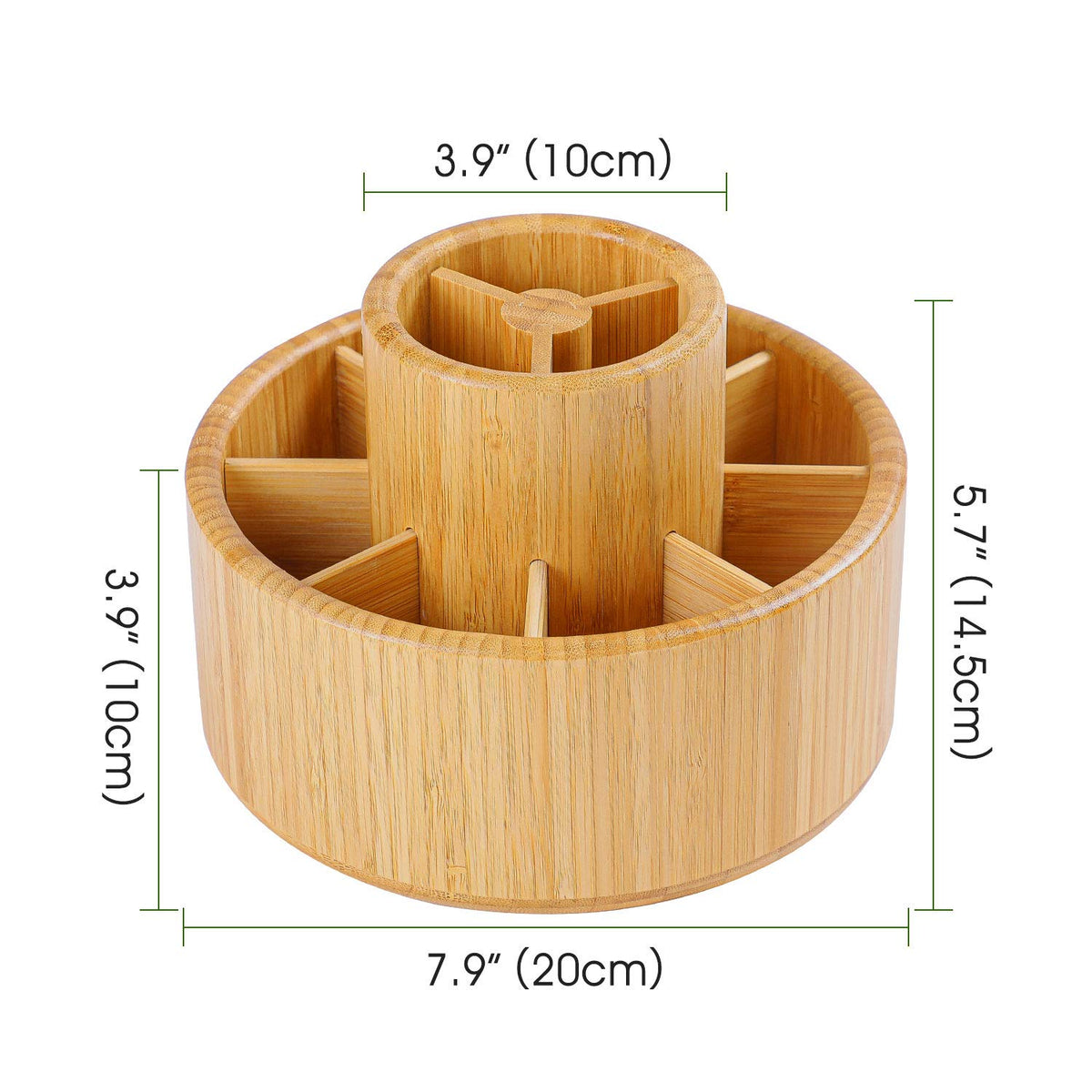 Utoplike Bamboo Rotating Art Supply Desk Organizer, Pencil Holder Desktop