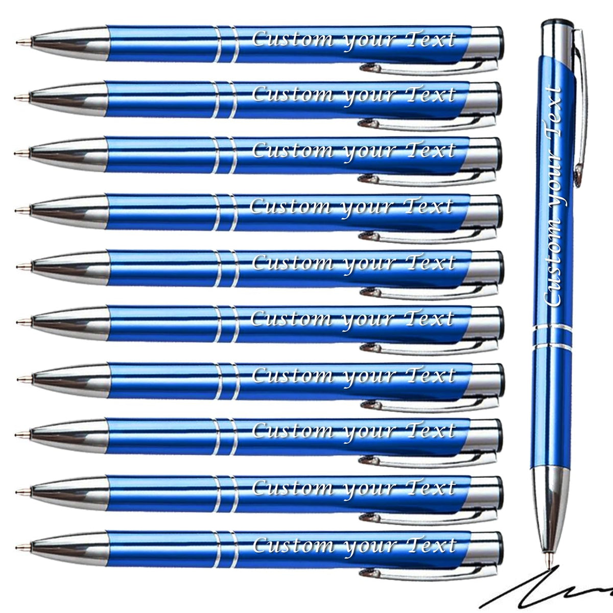 AOK 50PACK Personalized Pens Custom Black writing - Metal Name pens - Laser Engraved with Your Text