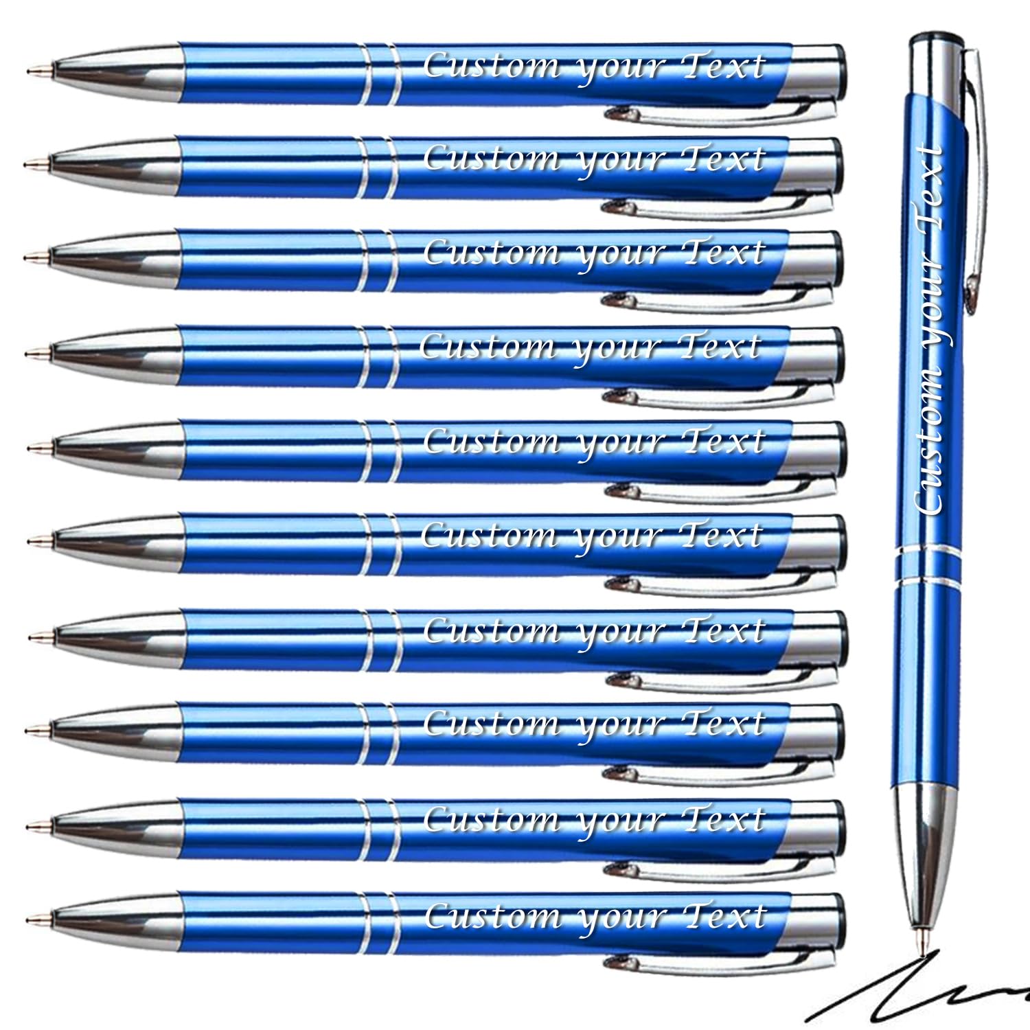 AOK 50PACK Personalized Pens Custom Black writing - Metal Name pens - Laser Engraved with Your Text