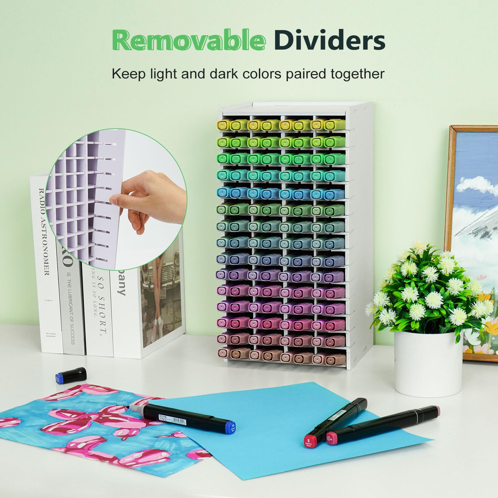 SANFURNEY Art Marker Storage Rack for 120 Markers