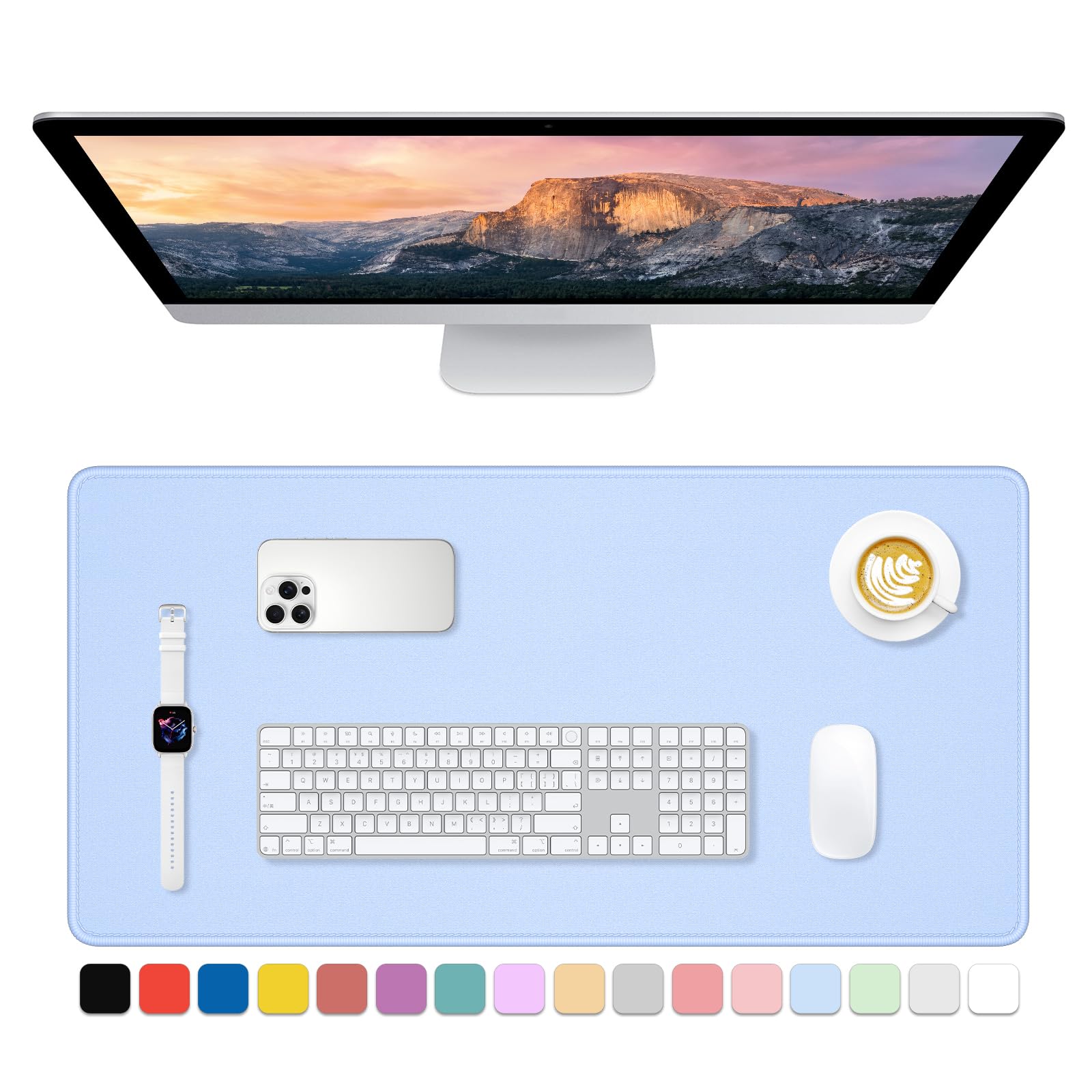 Dapesuom Large Gaming Mouse Pad, Extended Mouse Mat with Stitched Edges, Full Size Keyboard Pad