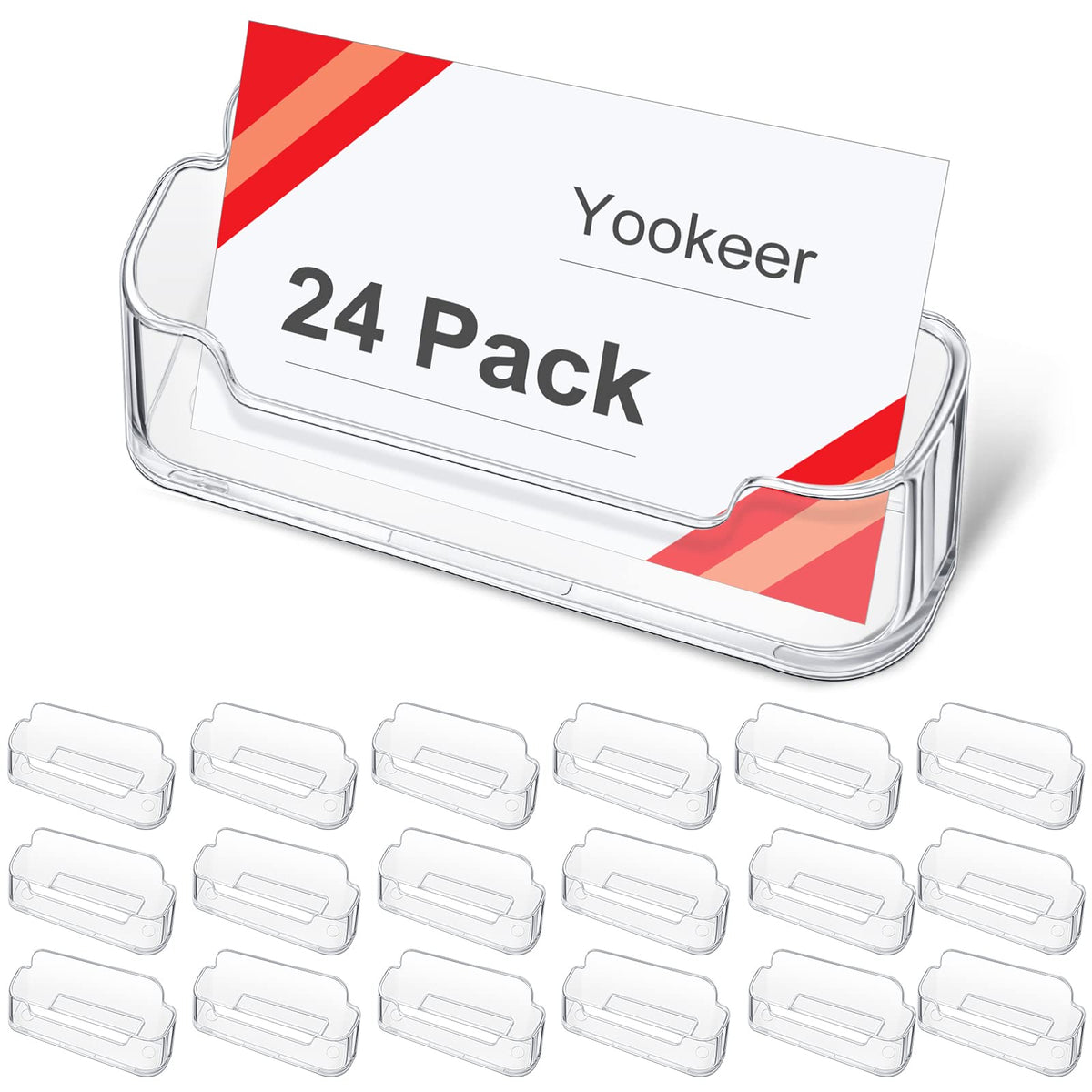 Yookeer 24 Pack Business Card Holder Acrylic Desk Display Clear Display Holder for Business Card